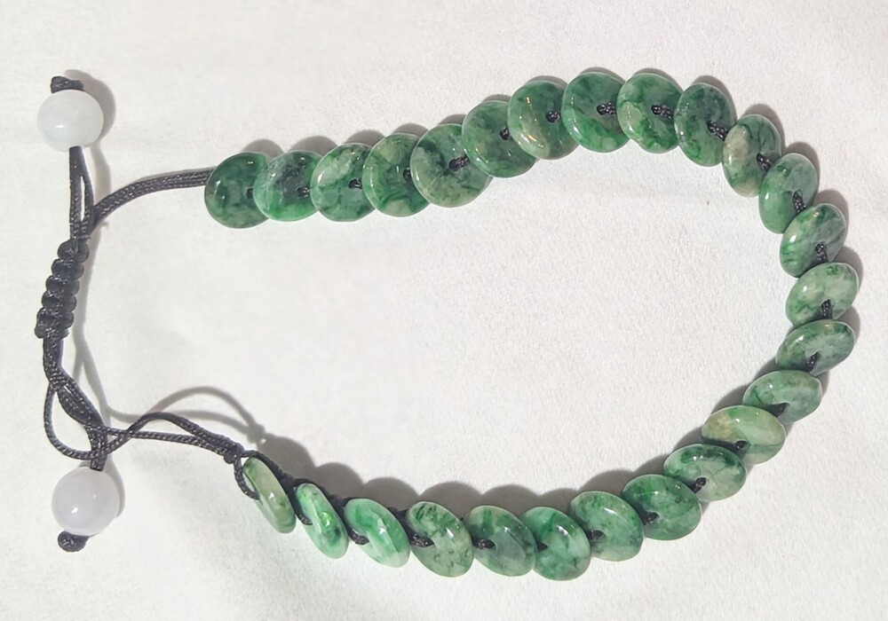 Certified Green Natural Grade A Jade Jadeite Beads Bangle Circle Bracelet 手链